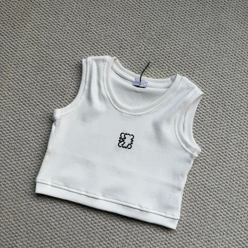 0HGU Lo//e Classic basic embroidered short women's vest for everyday casual wear