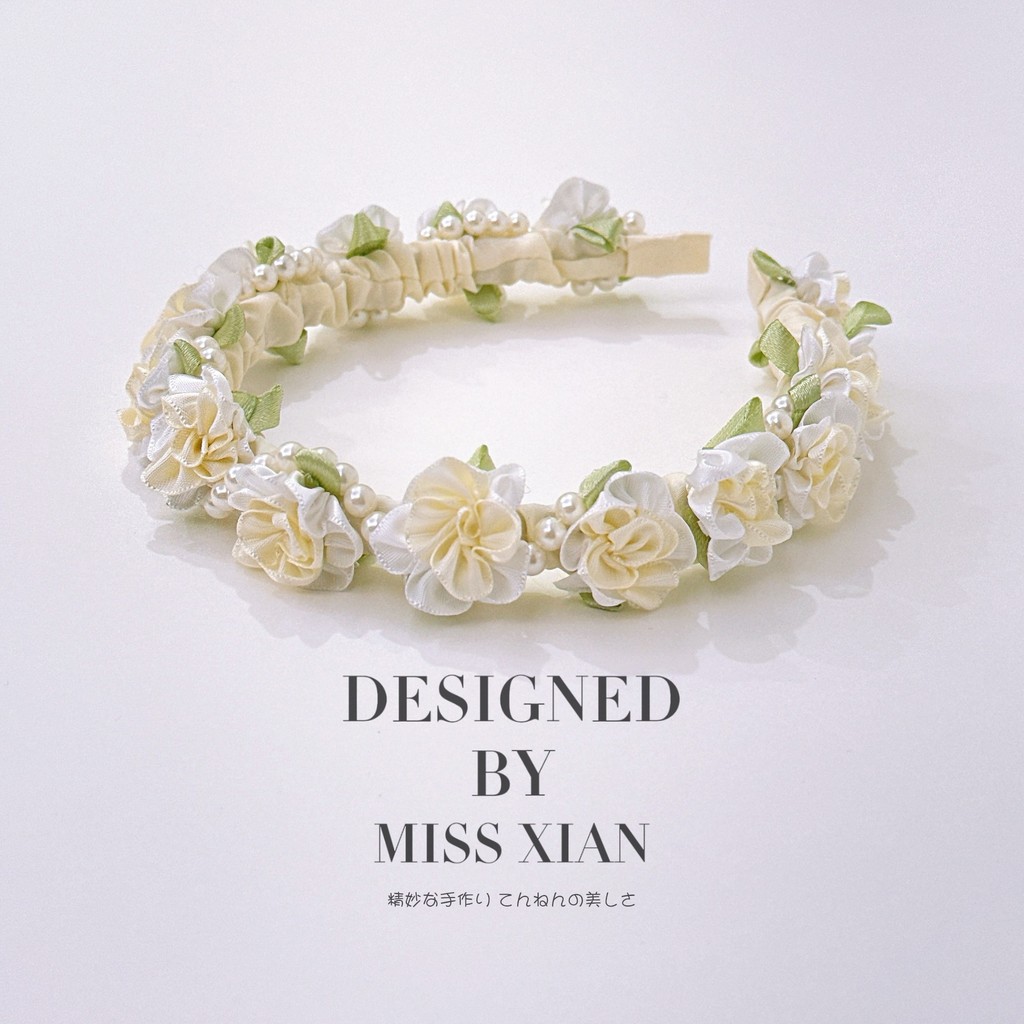Mori Style Jasmine Headband Cổ Tích Camellia Ngọc Trai Nơ Băng Đô Ngọt Ngào Mũ-Beauty Shop