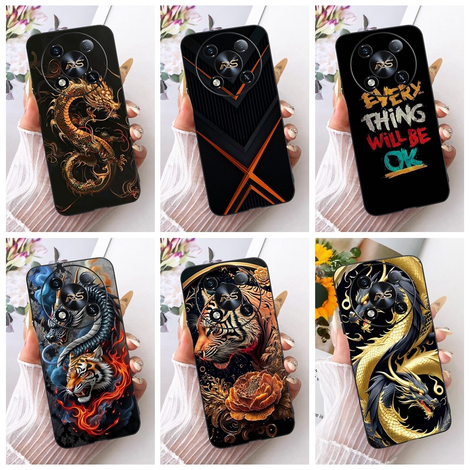 Dành Cho Itel RS4 Thời Trang Thoáng Mát Họa Tiết Rồng Hổ Ốp Lưng Điện Thoại Itel RS4 S666LN Đen Sili