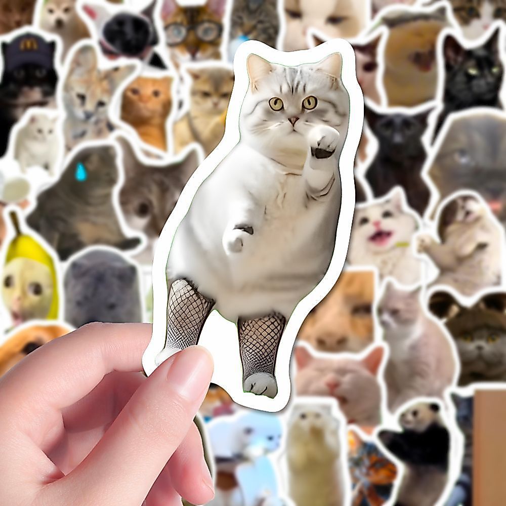 Set 100 Sticker Meme Chó Mèo Meme Hài Hước Đáng Yêu Kích Thước 3-4cm Không Lặp Lại