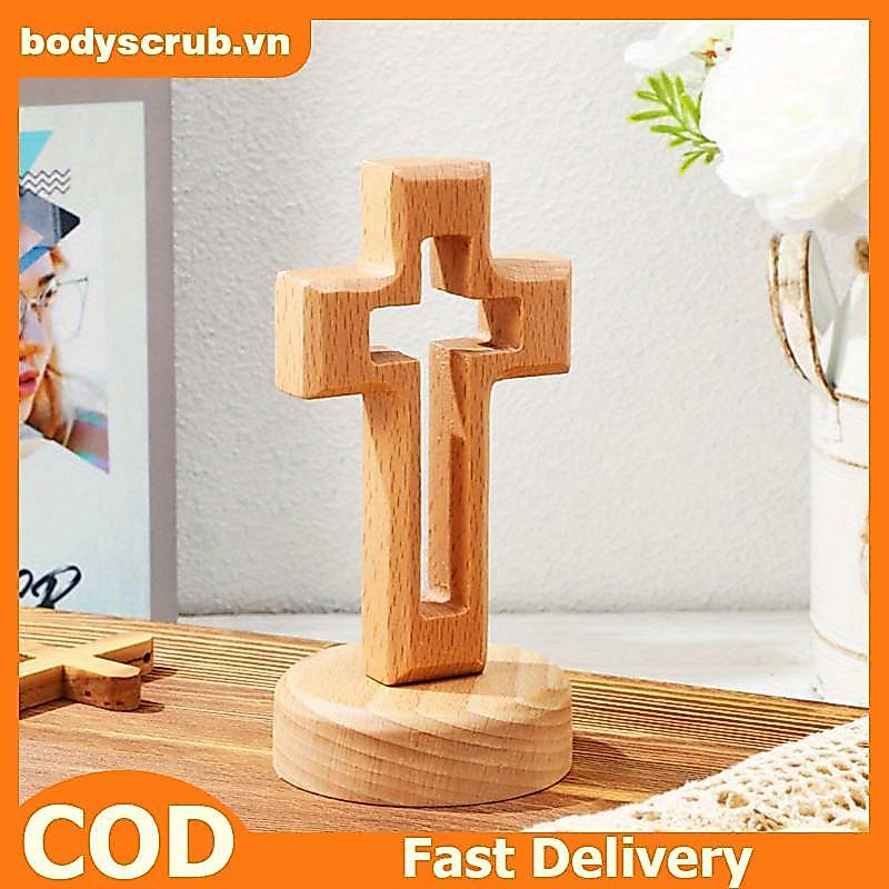 BB Cross Wood Crufix Đứng Chúa Giêsu Tường Gỗ Tôn Giáo Cơ Đốc Trang Trí Bàn Quà Tặng Nhà Thờ Thánh V