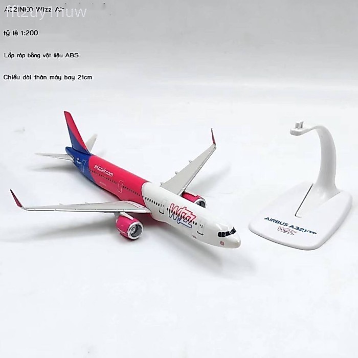 [SIÊU HOT 2026] Mô máy bay lắp ráp tỷ lệ 1:200 Airbus A321neo WIZZ của hãng hàng không Wizz, hình t