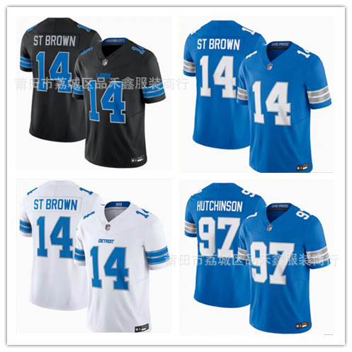 Giao hàng trong ngàyÁo bóng bầu dục NFL mới Detroit Lions Detroit Lions Số 14 Đồng phục thi đấu STRR