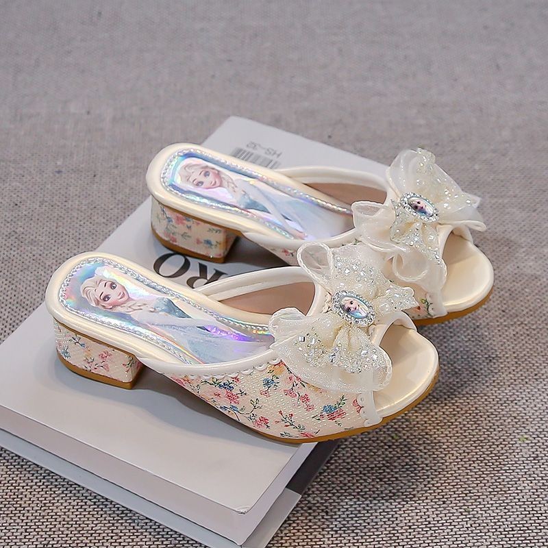 Năm Bé Gái Cao Gót Dép Trẻ Em Công Chúa Aisha Mặc Ngoài Giày Pha Lê Thời Trang Mùa Hè Siêu Nhẹ Aisha
