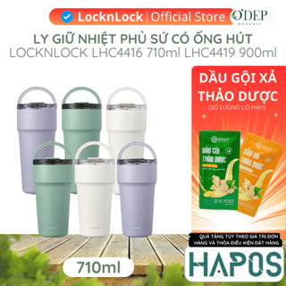 Ly giữ nhiệt phủ sứ LocknLock LHC4416 710ml, LHC4419 900ml, Chính hãng, Kèm ống hút - HAPOS LOF