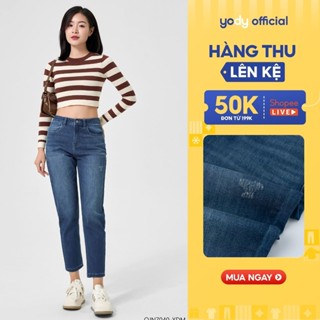 [Đồng giá] Quần Jeans Nữ Yody dáng Baggy Mài Xước Nhẹ, chất Demin co giãn thoải mái TRA - QJN7040
