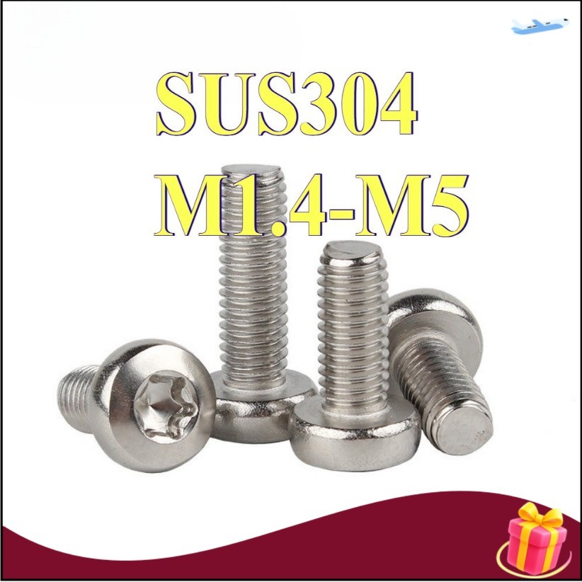 Đầu chảo inox 304 / Đầu tròn bên trong bu lông hoa mận, bu lông vít chống trộm vít nhỏ M1.4M1.6M2M2.