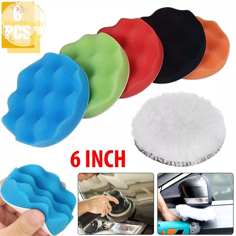 HdmNatalie 6 Gói 6 Inch pound Đánh Bóng Miếng Lót Cắt Miếng Bọt Biển Bộ Dụng Cụ Đánh Bóng Xe Ô Tô Bọ