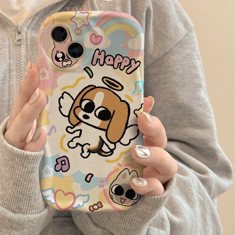 Ốp điện thoại mềm hình Happy Puppy dễ thương Samsung S25fe S24 S23fe S21fe S20fe S24 S25 S22 S23 M15