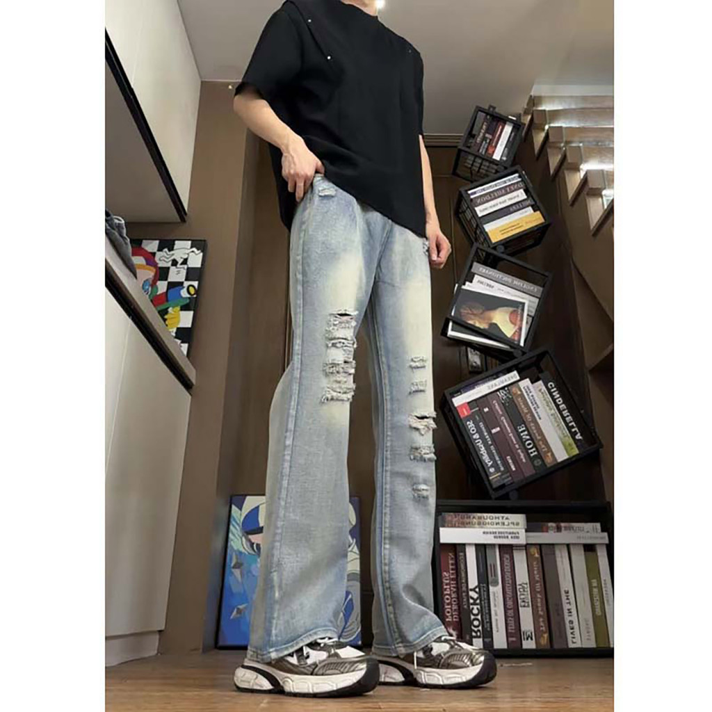 Quần jean nam nữ rách style retro hippie cho mùa hè