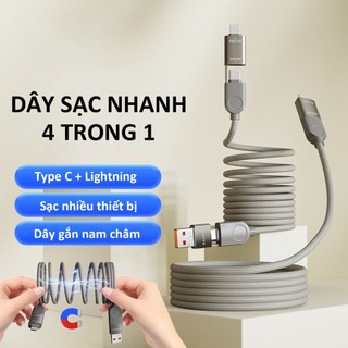 Dây sạc nhanh đa năng 240W có từ tính, thu gọn tự động dùng cho mọi điện thoại