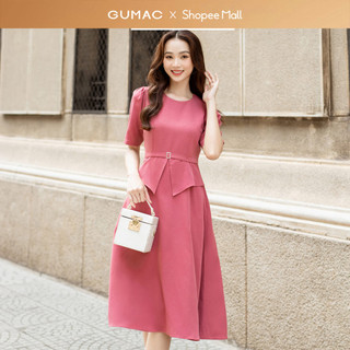 Đầm nữ GUMAC Peplum dáng xòe phối belt sang trọng  DD03028