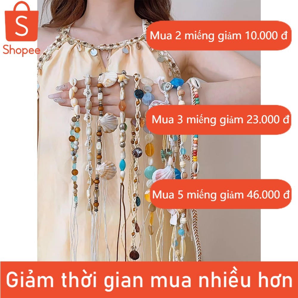 Thắt lưng boho nữ dây dệt, vỏ thắt lưng nhỏ tươi tắn