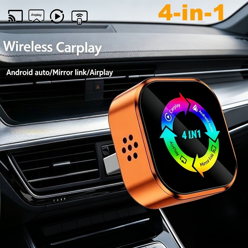 Bộ chuyển đổi CarPlay không dây 4 trong 1, Plug-and-play, dành cho Apple IOS18 + và Android Auto Scr