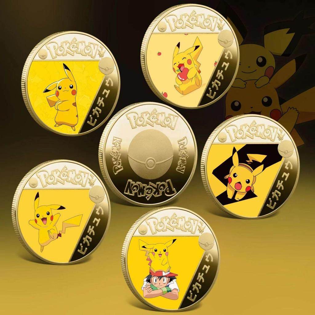 Pokémon Đồng xu kỷ niệm Pokemon Pokemon Pikachu Đồng xu vàng Răng cổ tích Quà tặng Đồng xu may mắn20