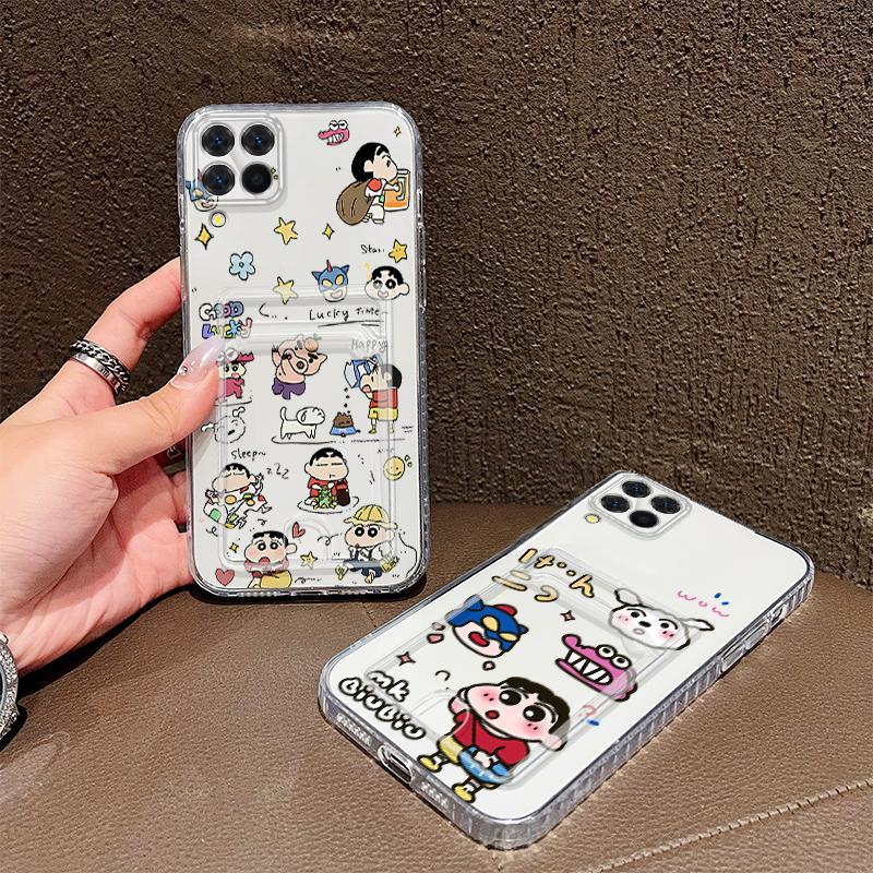 Hộp Đựng Thẻ Cho Samsung Galaxy A12 M12 A22 M22 M32 4G 5G Chống Sốc Crayon Shin-chan Cặp Đôi Mềm TPU
