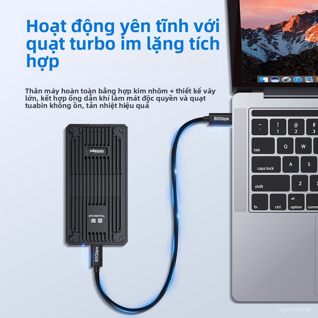 Hộp đựng ổ cứng M2 nvme Thunderbolt 4 ssd box cắm ngoài vỏ nhôm tản nhiệt tốt chuyên dụng cho macboo