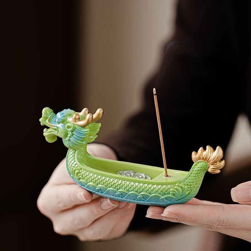 TQ~Dragon boat incense holder, tea ceremony incense burner, tea table ornament, home-use aromatherap