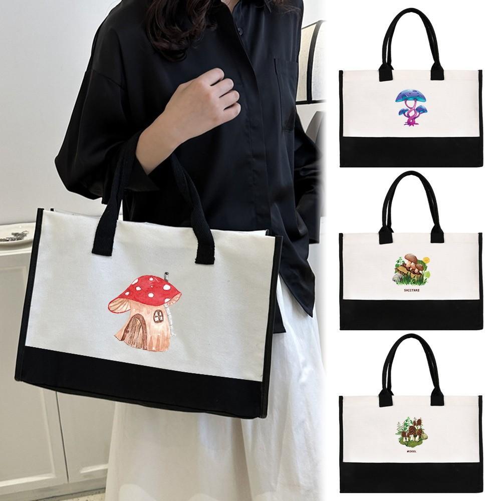 Jute HandBag Shoulder bags makeup bags wallets cosmetic bags Makeup Bags Tote Bag Mushroom Series Pr