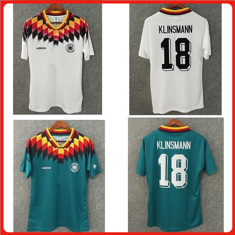 S-XXL còn hàng Chất lượng hàng đầu 1994 Áo bóng đá sân khách cổ điển Đức