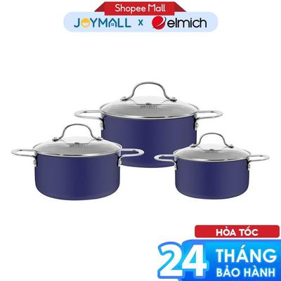 Bộ 3 Nồi Chống Dính Ceramic Elmich Classic EL5224FD03 , Hàng Chính Hãng, Size 18,20,24cm - JoyMall