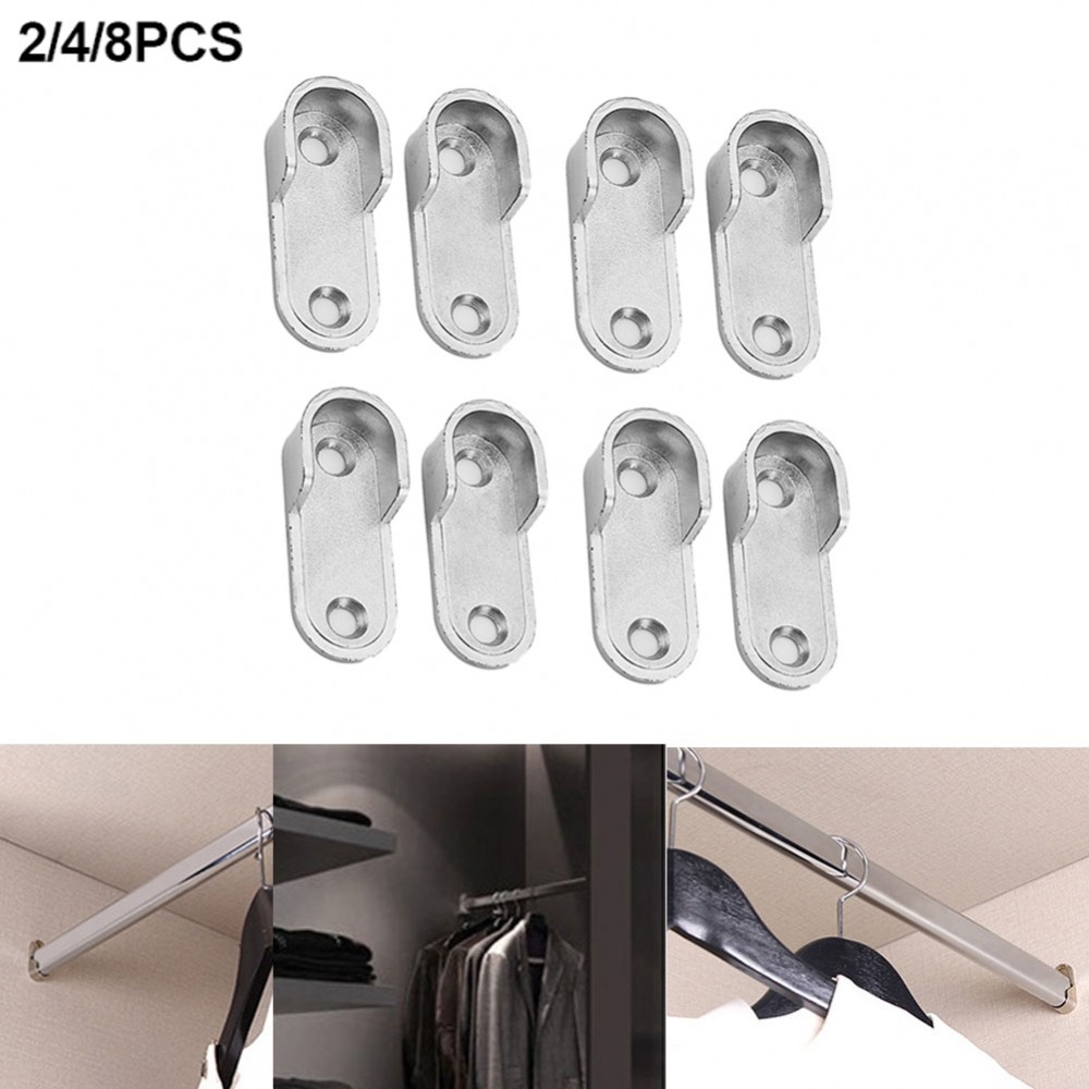 [DOLLDOLL-VN]Closet Brackets Home Closet Rod Silver 2/4/8Pcs 47*19*2mm Pole&Bracket
