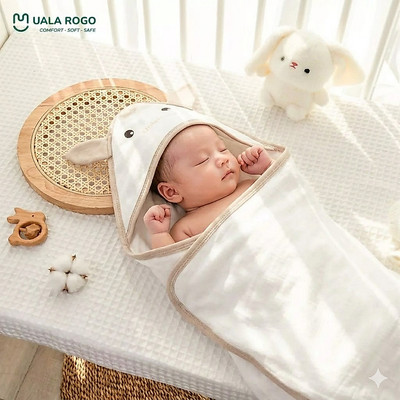 Khăn quấn ủ choàng bé sơ sinh Ualarogo Horsey 80x80cm vải sợi bông Cotton mềm mịn ấm êm thoáng khí UR 914