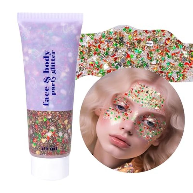DAGEDA Body Glitter Gel, Face Glitters Body Gel Sequins Shimmer Liquid Eyeshadow, Chunky Glitter cho