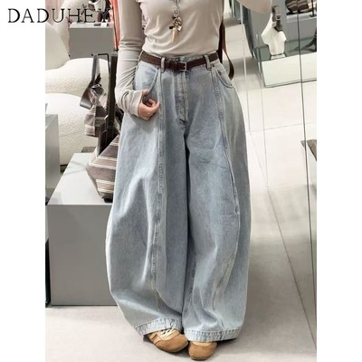 DaDuHey New American Style Ins High Street Hip Hop Jeans Niche High Waist Loose Wide Leg Pants plus Size Trousers