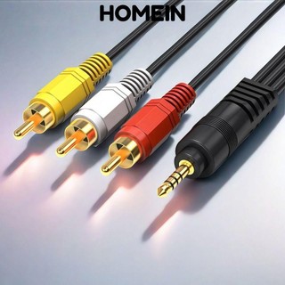 Dây AV HOMEIN, Cáp RCA 3,5mm đến 3 mạ vàng, Cáp Video cắm và chạy bền chất lượng cao cho máy quay phim Set-top-box Loa TV Rạp hát tại nhà