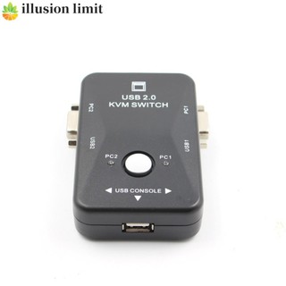 Illusion GIỚI HẠN 2 Cổng VGA KVM Switch USB 2.0 Bộ Chia Cho Máy Tính / Chuột / Bàn Phím / Đĩa U