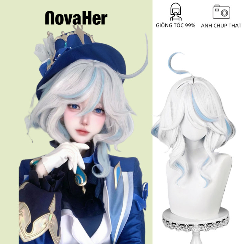 【Furina Cosplay】Tóc Giả Xoăn Tết Bím - Nguyên Đầu Cao Cấp Cho Nhân Vật Genshin - Tóc Giả Cosplay Nữ