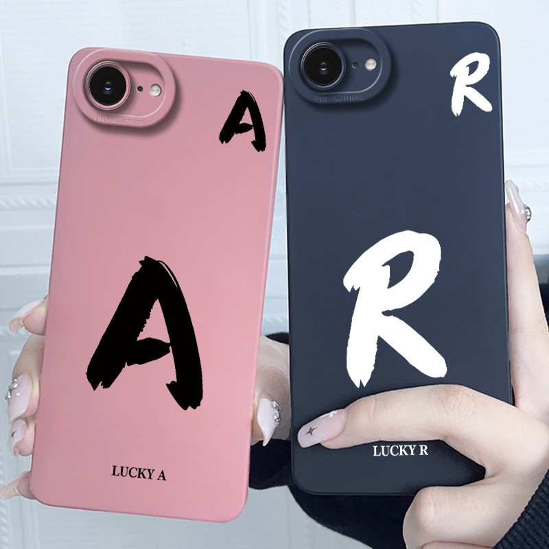 Dành Cho iPhone 16e Case 16E Lucky Ban Đầu Chữ Cái Ống Kính Vỏ Bảo Vệ Cho iPhone16e SE 4 Vỏ Điện Tho