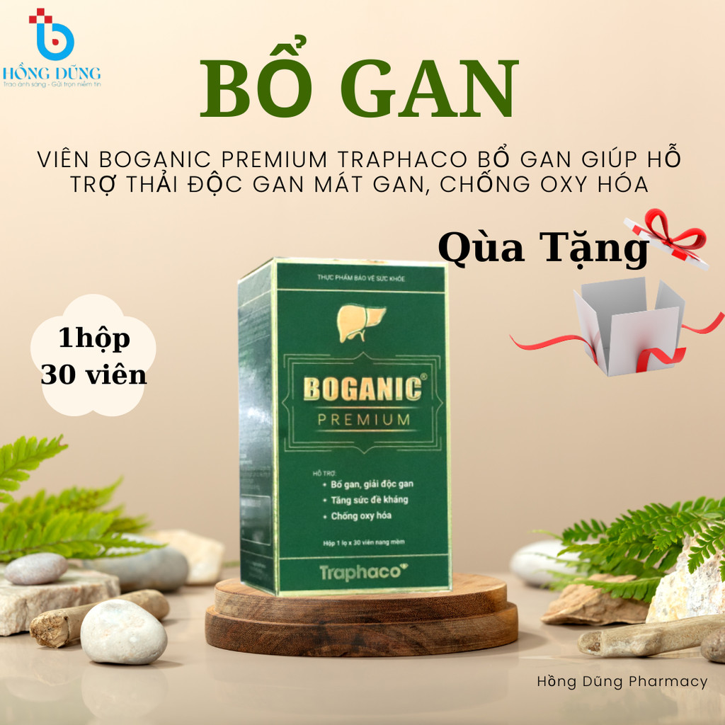 Viên Boganic Premium Traphaco Bổ Gan Giúp Hỗ Trợ Thải Độc Gan Mát Gan, Chống Oxy Hóa 30 Viên/Hộp
