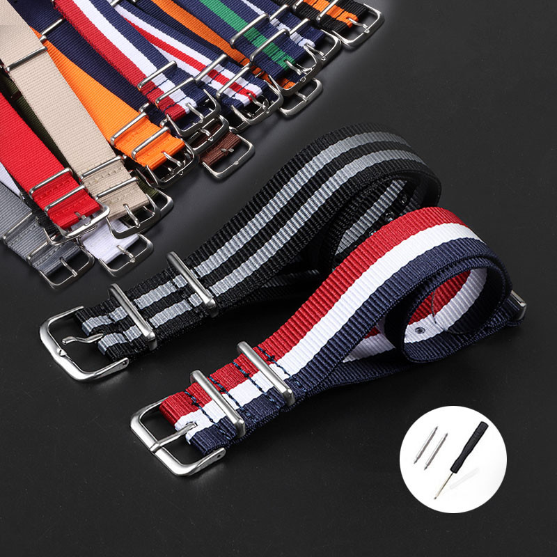 Dây đồng hồ NATO ZULU nylon vải DW 12-24mm, phong cách quân sự, thể thao, nam nữ