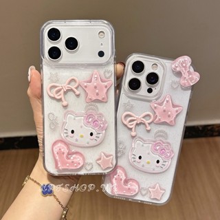  Ốp Điện Thoại Nhựa Kitty 3D Pink Cho iPhone 17ProMax 16 15 14 13 12 11 Vỏ Bảo Vệ Chống Sốc 