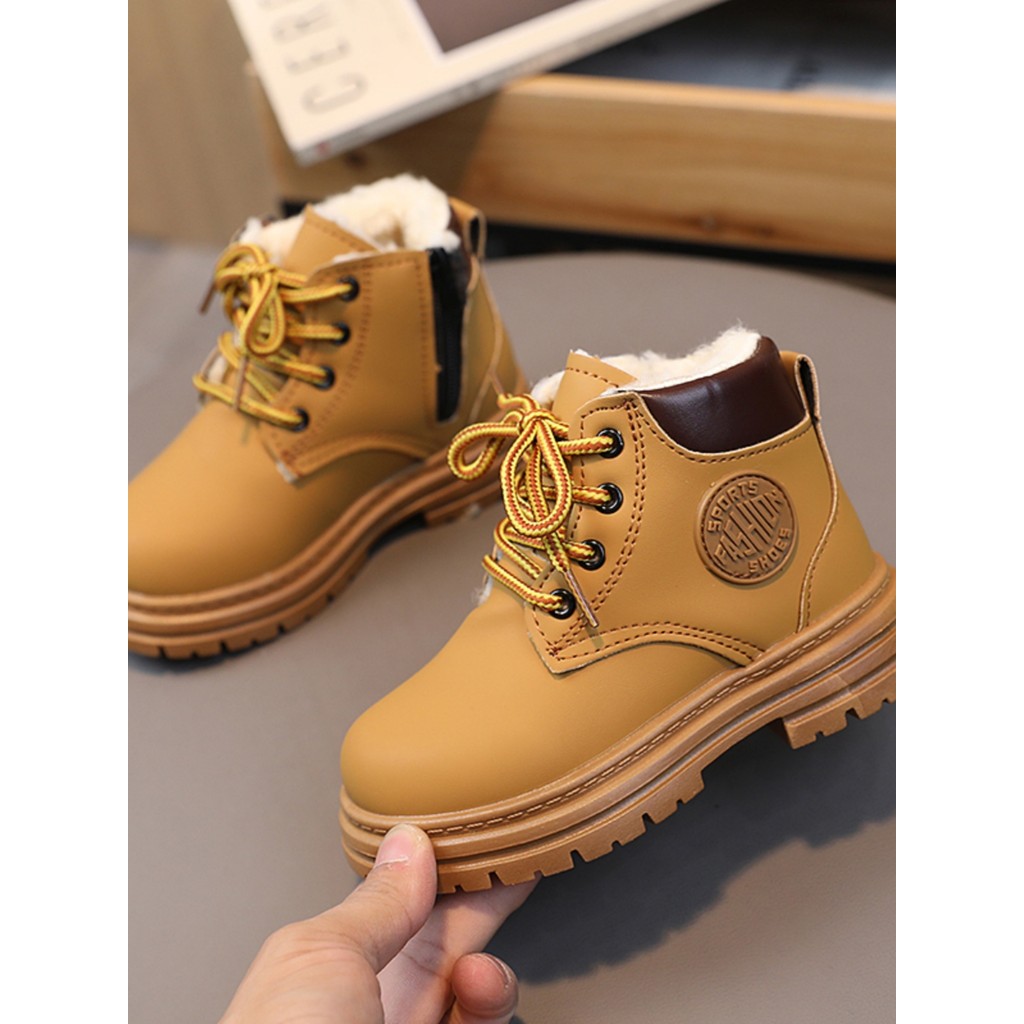 Giày bốt cao bồi dành cho nữ cao đến đầu gối Trẻ em Mùa đông lót lông cừu Baby Martin Boots