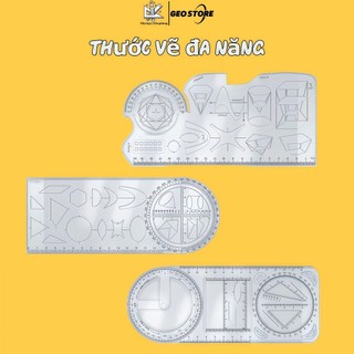  Thước kẻ đa năng 5 trong 1 xoay 360 độ,thước hình học đa năng,kẻ được nhiều hình tiện dụng cho học sinh,thước đo độ... 