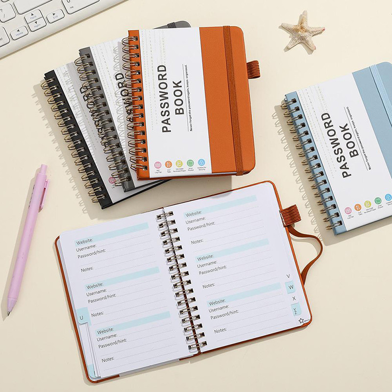 Sổ Ghi Mật Khẩu A6 – Password Book Có Tab A-Z, Bìa Da PU, Ghi Chú Website Email SĐT Tài Khoản An Toà