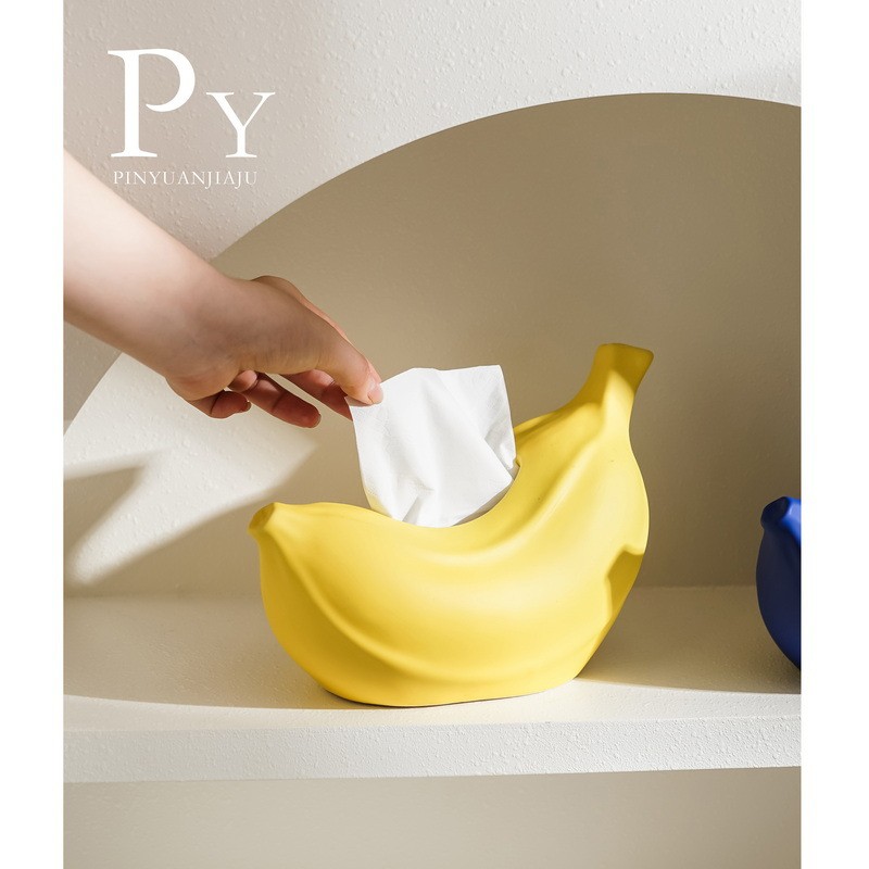 Banana Tissue Box Living Room Creative Coffee Table Dining Table Ceramic Paper Extraction Box Banana