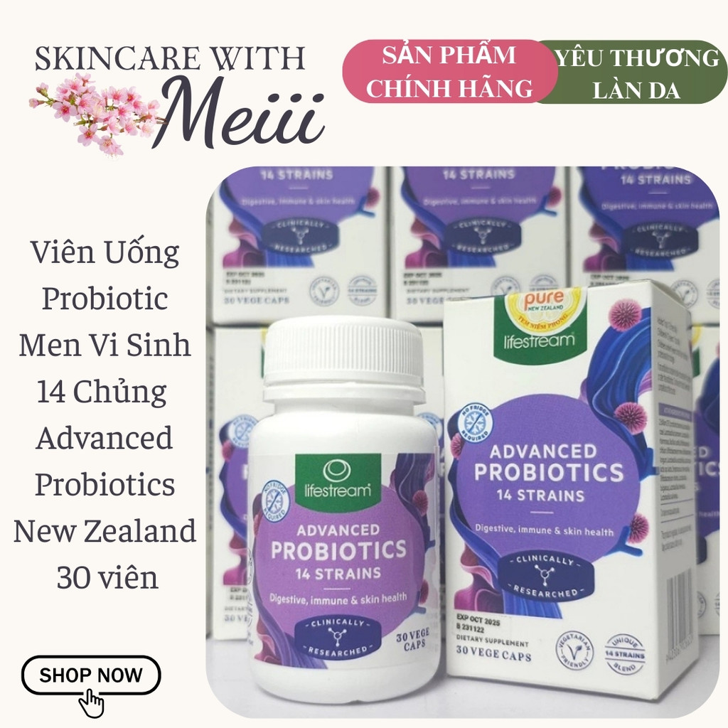 [Công ty] Lifestream Viên Uống Probiotic Men Vi Sinh 14 Chủng  Advanced Probiotics New Zealand 30 vi