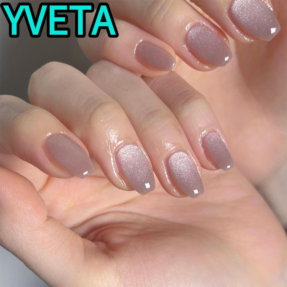YVETA Móng Tay Giả, Full Cover Cat 's Eye Almond Móng Tay Giả, Có Thể Tháo Rời Làm Móng Tay Đầu Nhọn