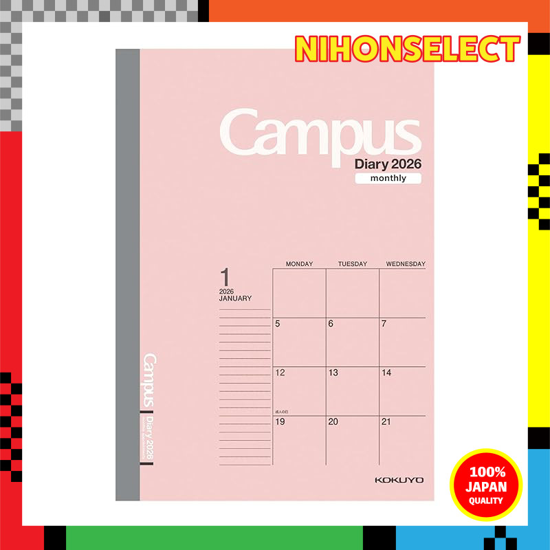 Kokuyo Campus Diary 2026 Monthly Block Standard A5 - December Start  
Kokuyo Campus Diary 2026 Month