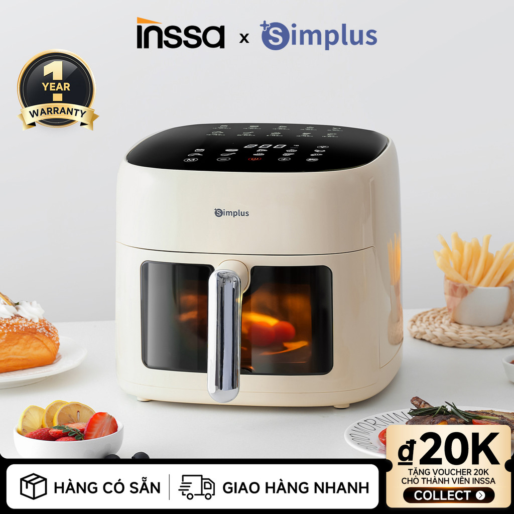 Inssa × Simplus Nồi Chiên Không Dầu Dung Tích Lớn 6.5L Công Suất Cao 1500W KQZG018