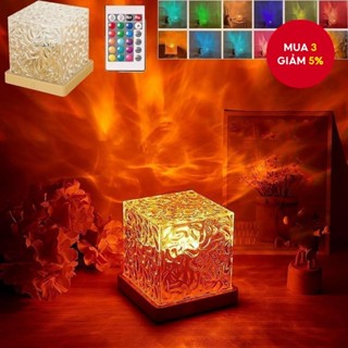 Đèn ngủ gợn nước Ánh sáng cực quang Đèn bầu không khí USB Đèn trang trí Đèn pha lê 16 màu Đèn ngủ LED (điều khiển từ xa) Quà tặng Giáng sinh cho người lớn và trẻ em