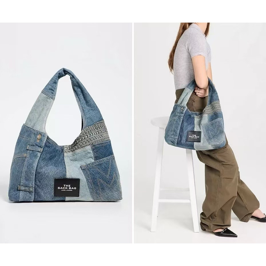 Lady 's 2024 Counter On Sale Vintage Chic Denim Chắp Vá Túi Xách Túi Hobo