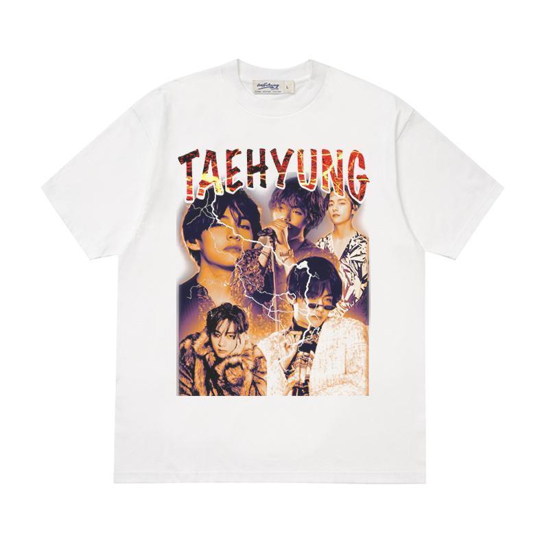 BTS BTS BTS Park Jimin Kim Taehyung Fan Hàng Hóa Áo Thun Hip-Hop Cotton Nguyên Chất Nhỏ Cổ Tay Ngắn 