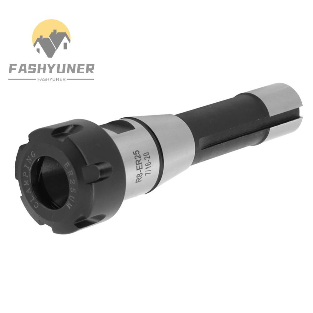 FASHYUNER R8-ER25 Collet Chuck, Giá đỡ collet lò xo ER25 có đầu R8, đai ốc phẳng, dùng cho gia công 