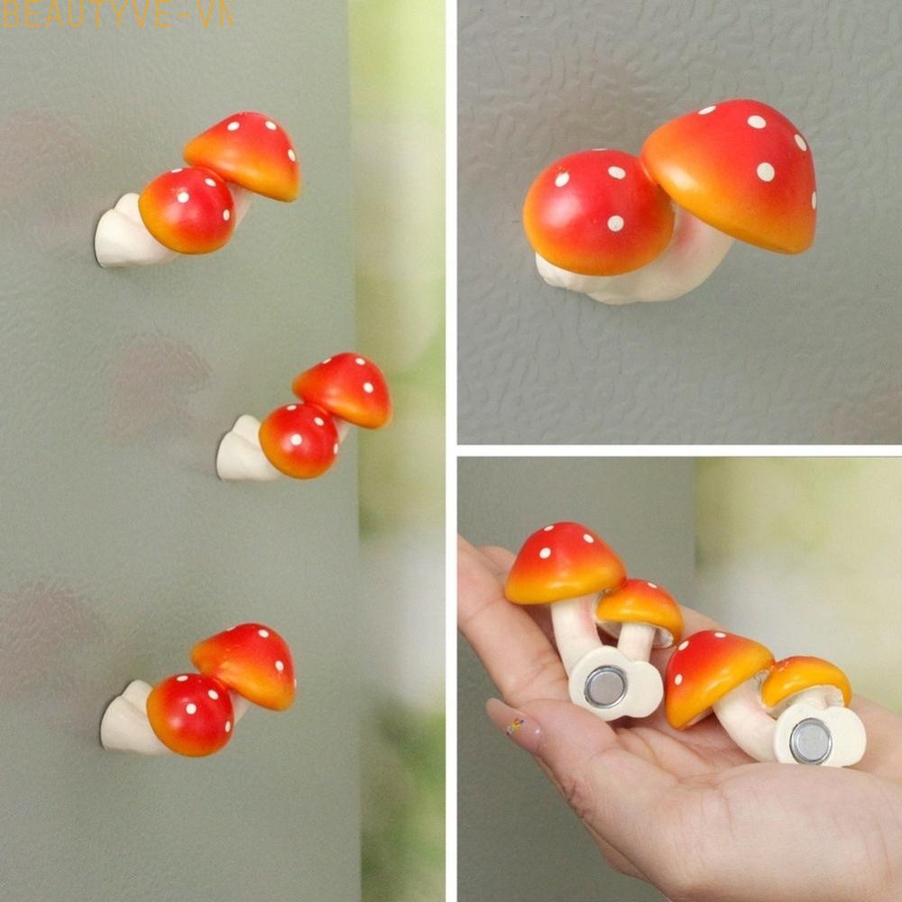Mushroom Garden Decor 3-Piece Resin Magnets for Fridge Whiteboard Indoor Outdoor