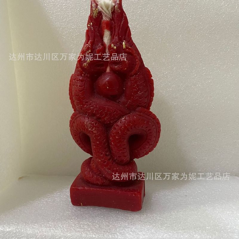 LP Shuanglong Zhuzhu Yantong Cáo Chín Cánh Sáp Đậu Nành Đỏ Vàng Nến Kéo Thủ Công Nến